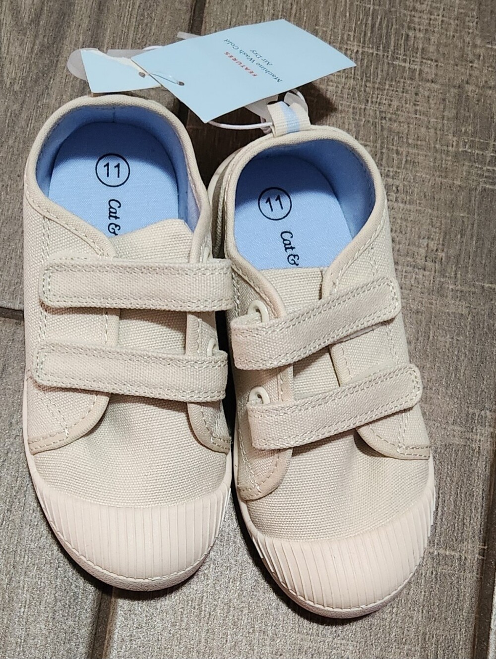 Cat & Jack Cream Canvas Double-Strap Kids Sneakers
